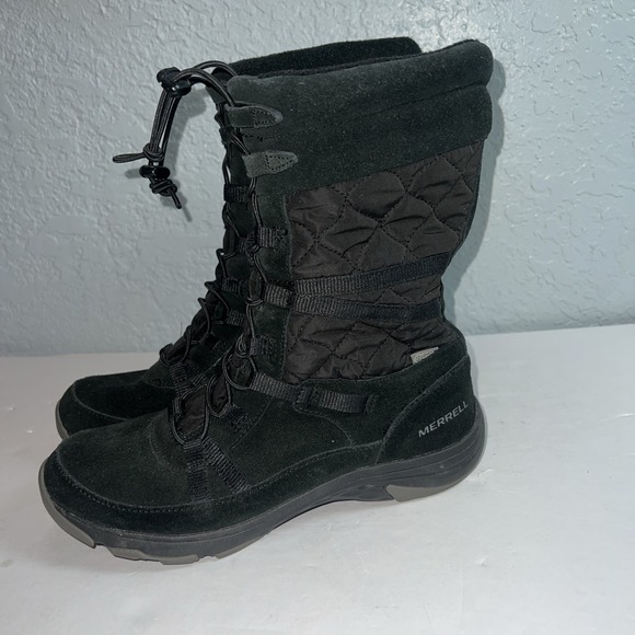 Merrell Approach Dry Women Suede Quilted Boots J99128 Sz 7.5 Rain Snow Winter - Picture 1 of 9
